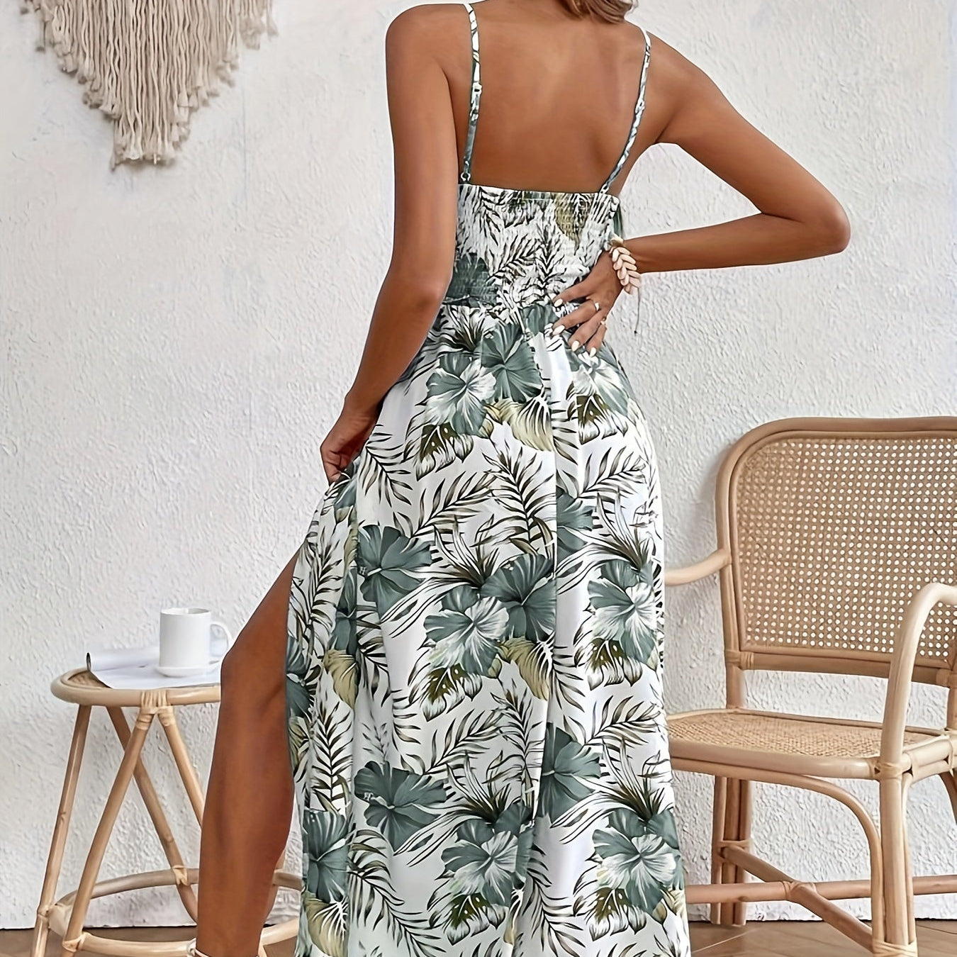 Elegant Floral Split Dress Lightweight Summer Sundress