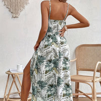 Elegant Floral Split Dress Lightweight Summer Sundress