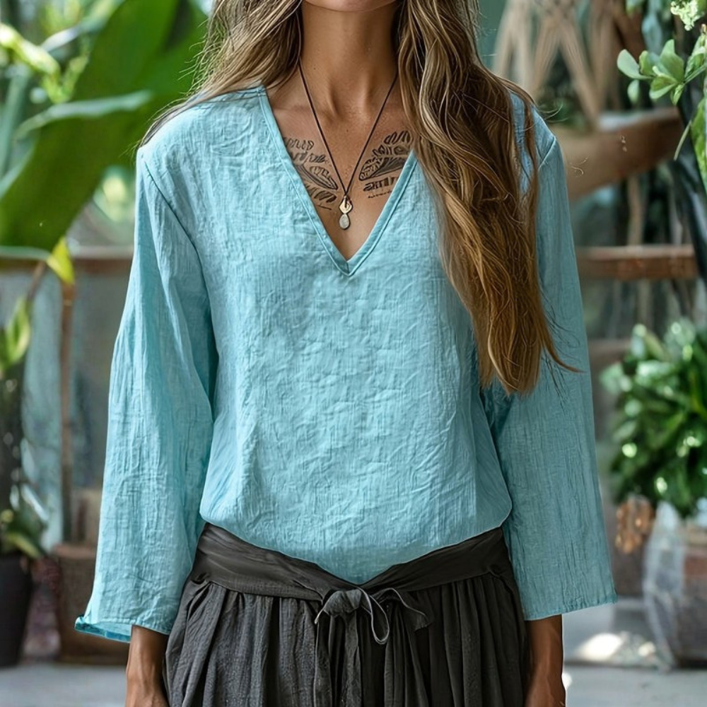 | Women’s Minimalist V-Neck Casual Blouse