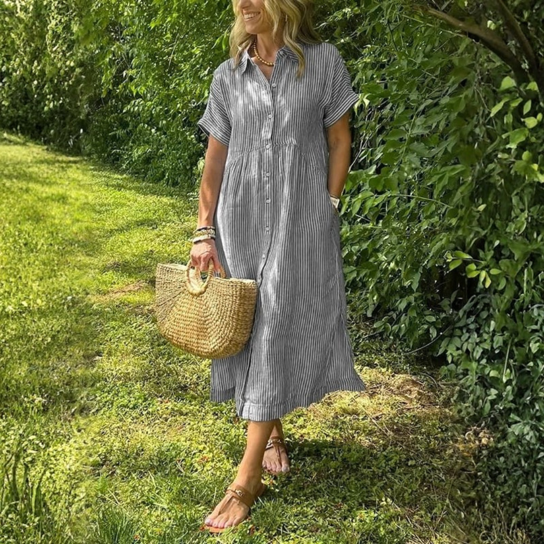 Women’s Striped Shirt Maxi Dress