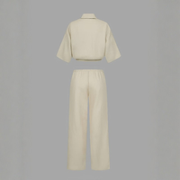 Women’s Casual Draped Top and Wide Leg Pants Set