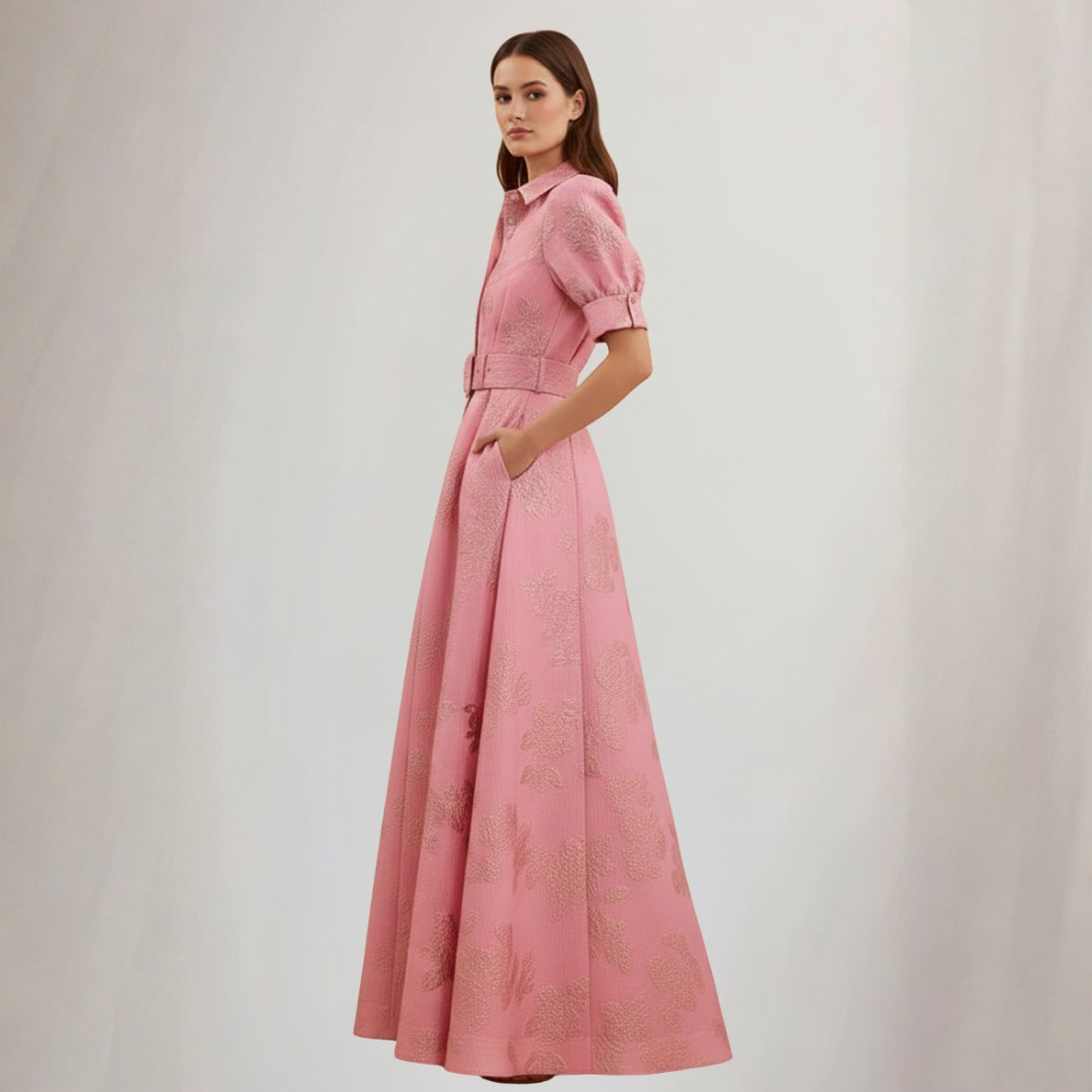 | Floral Maxi Dress with Waist Belt