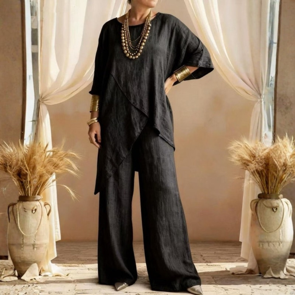 Women’s Elegant Casual Two-Piece Round Neck Outfit Set