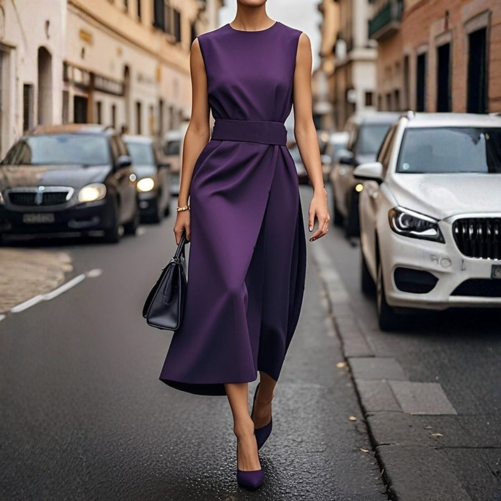 Women’s Sleeveless Belted Midi Dress
