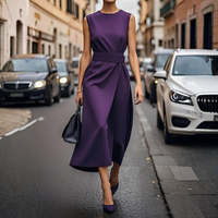 Women’s Sleeveless Belted Midi Dress