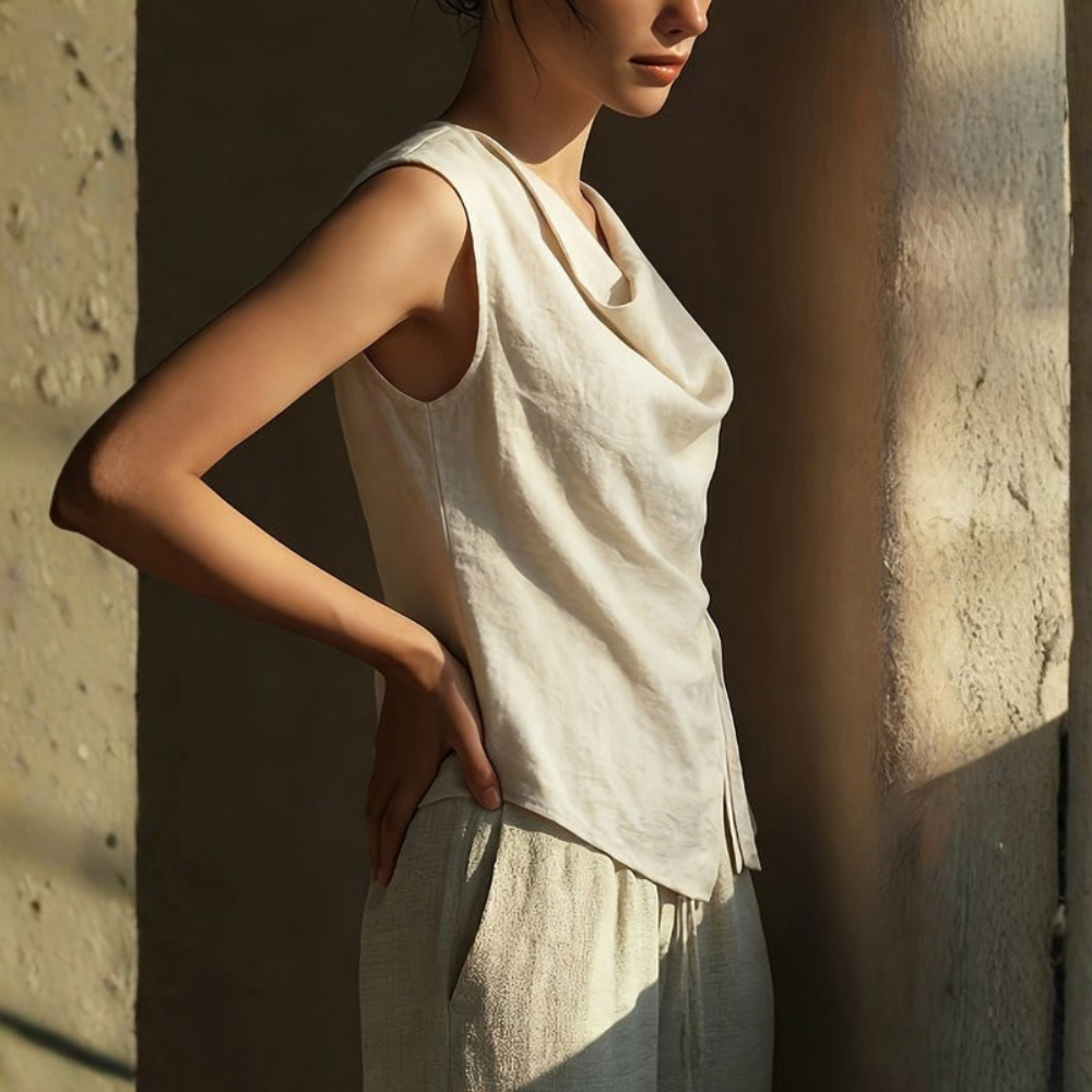 | Women’s Vintage Asymmetric Casual Blouse