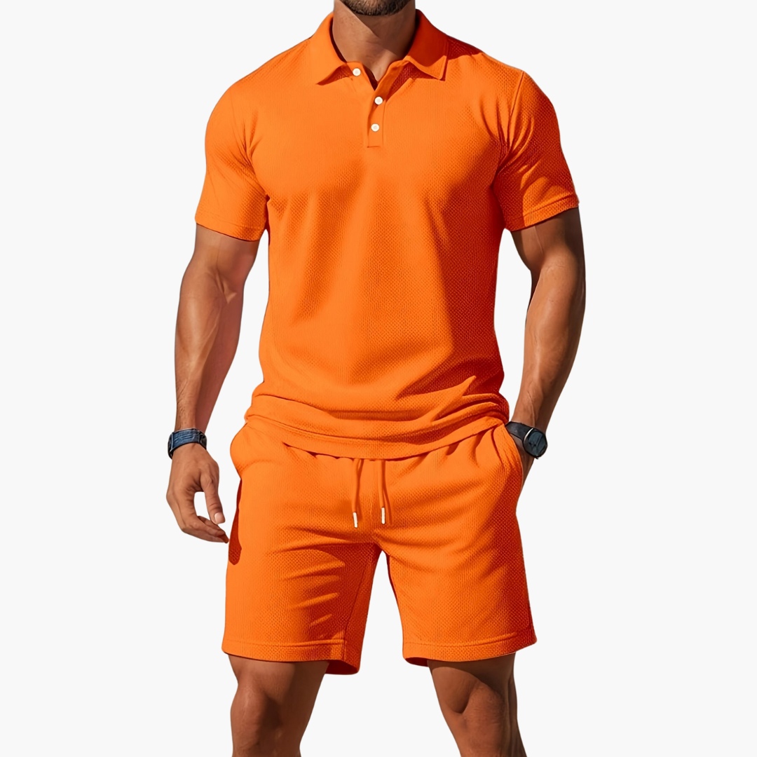 Zane | Men’s Short Sleeve Polo and Drawstring Shorts Set