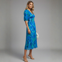 | Women’s Puff Sleeve Floral Midi Dress