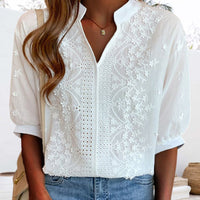 Women’s Lightweight V Neck Puff Sleeve Summer Blouse