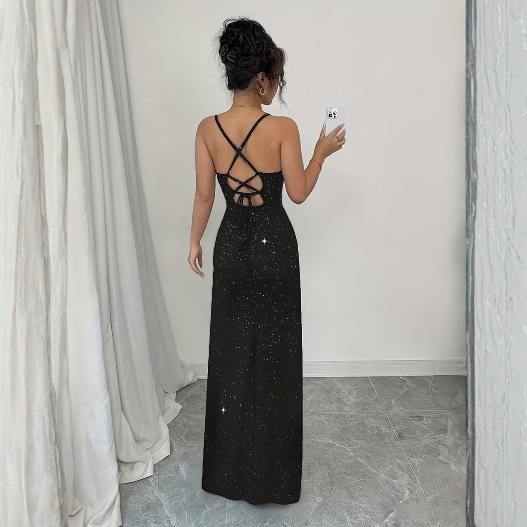 Red Sequin Maxi Dress with Elegant Split