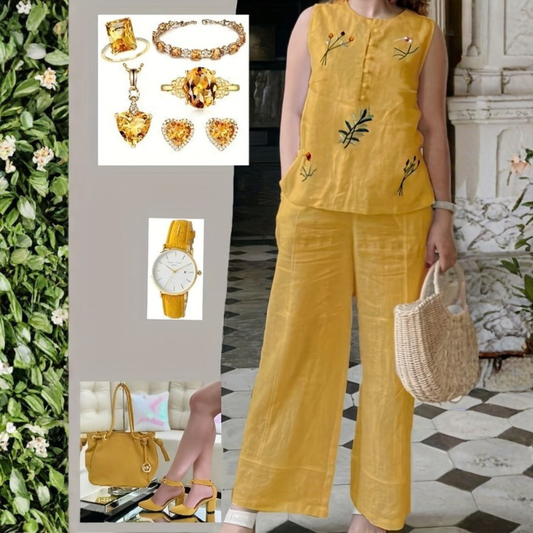 | Women’s Embroidered Spring Summer Two Piece Set