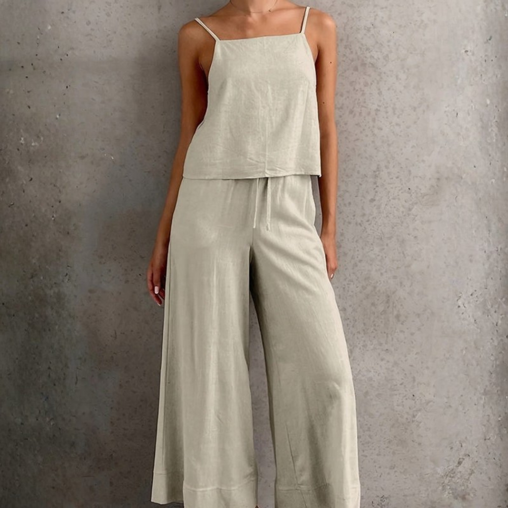| Women’s Casual Sleeveless Tank Top and Wide Leg Pants Set