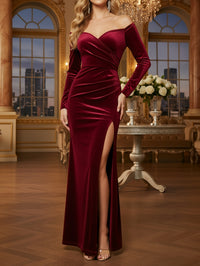 Chic Off-Shoulder Slit Evening Dress