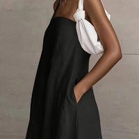 | Lightweight Linen Strapless Long Dress Smooth Texture Casual Solid Color