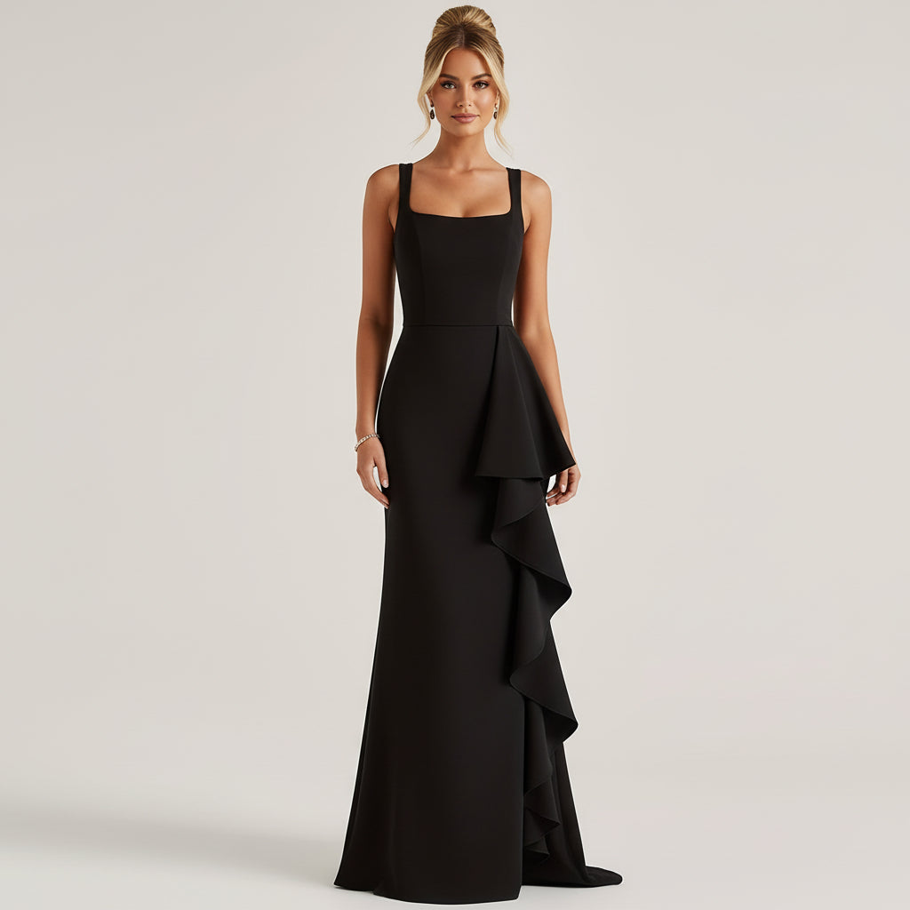 Refined Evening Maxi Dress with Asymmetric Hem