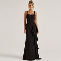 Refined Evening Maxi Dress with Asymmetric Hem