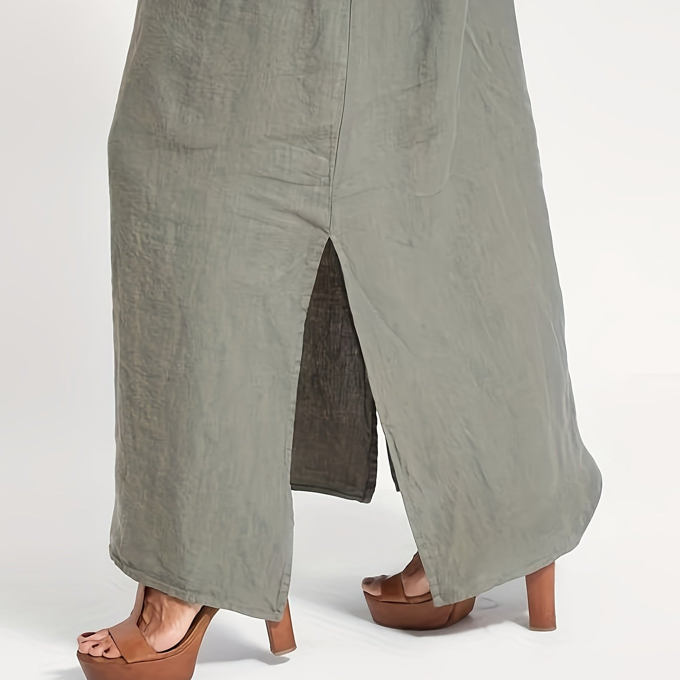 | Linen Spaghetti Strap Dress Relaxed Beach Everyday Wear