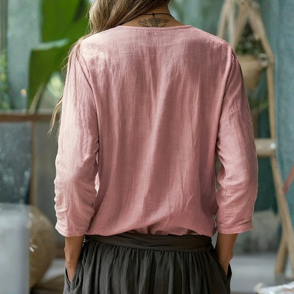 | Women’s Minimalist V-Neck Casual Blouse