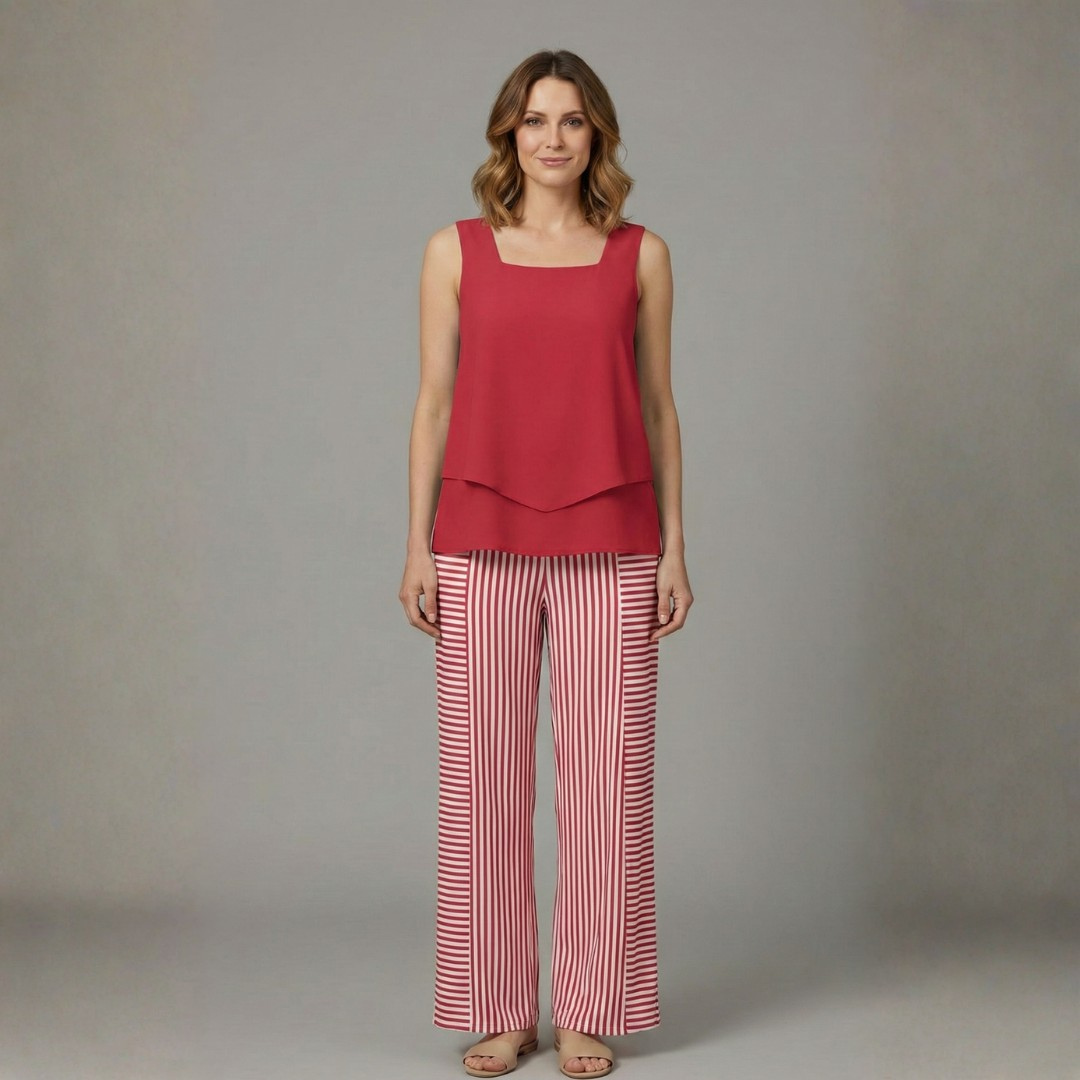 Women’s Two Piece Set with Sleeveless Top and Wide Legs