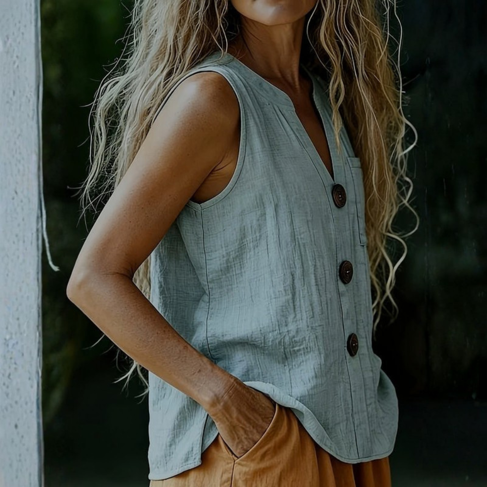 Rachel | Women’s Vintage Vacation Sleeveless V-Neck Top