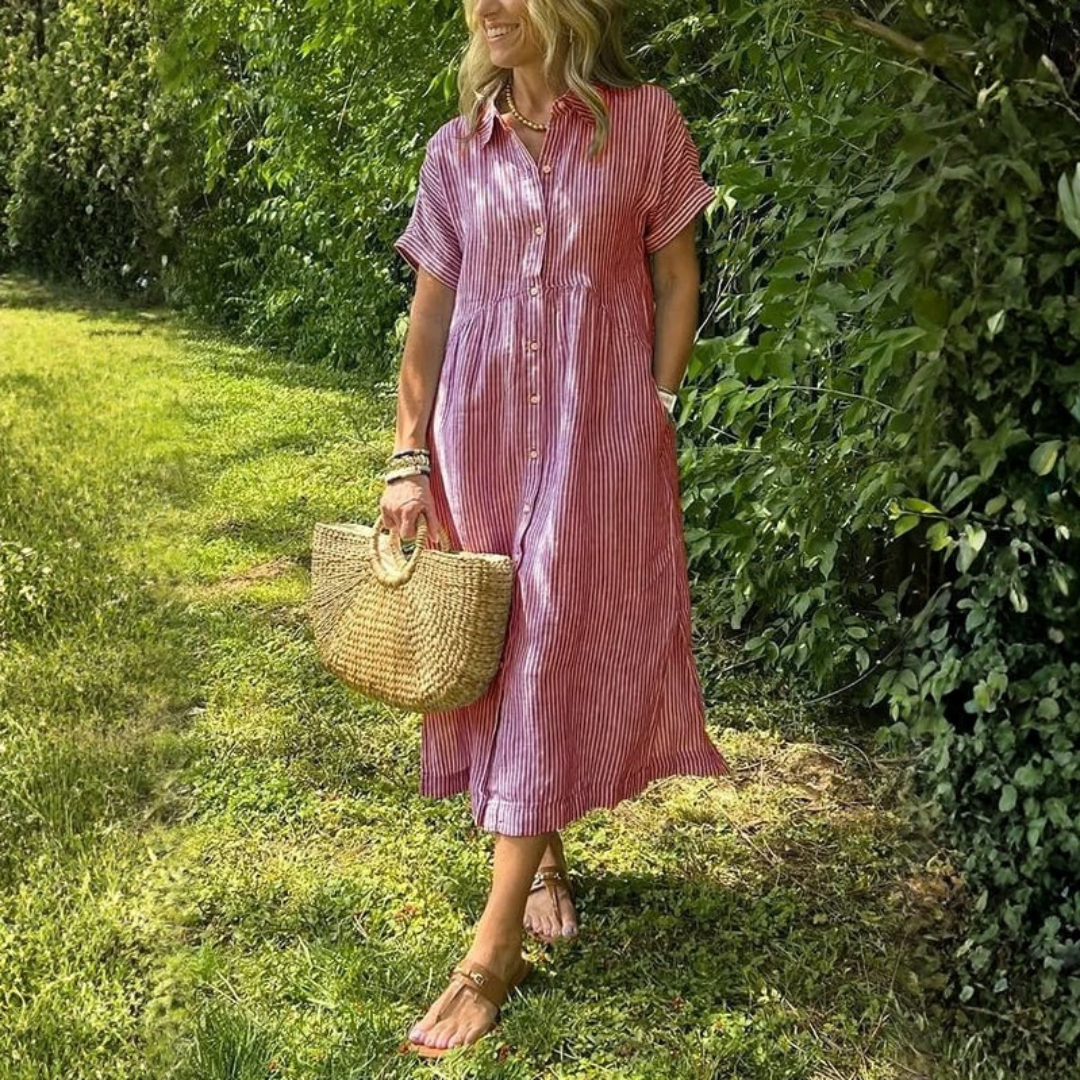 Women’s Striped Shirt Maxi Dress