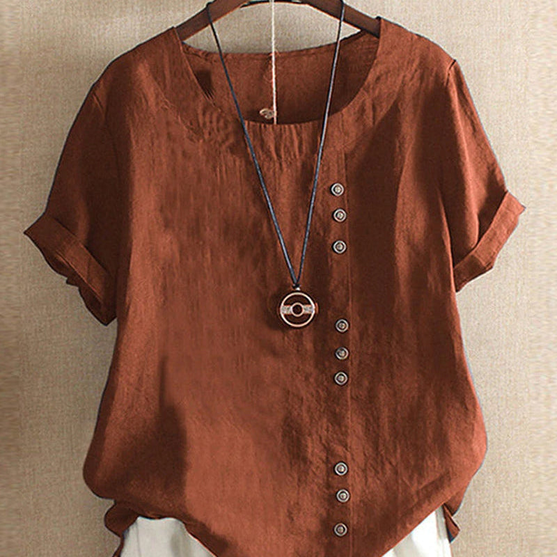 Women’s Summer Button Detail Casual Blouse Chic Everyday Top