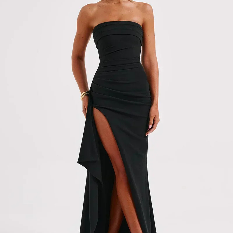 Elegant Twisted Maxi Dress Sleek Formal Design