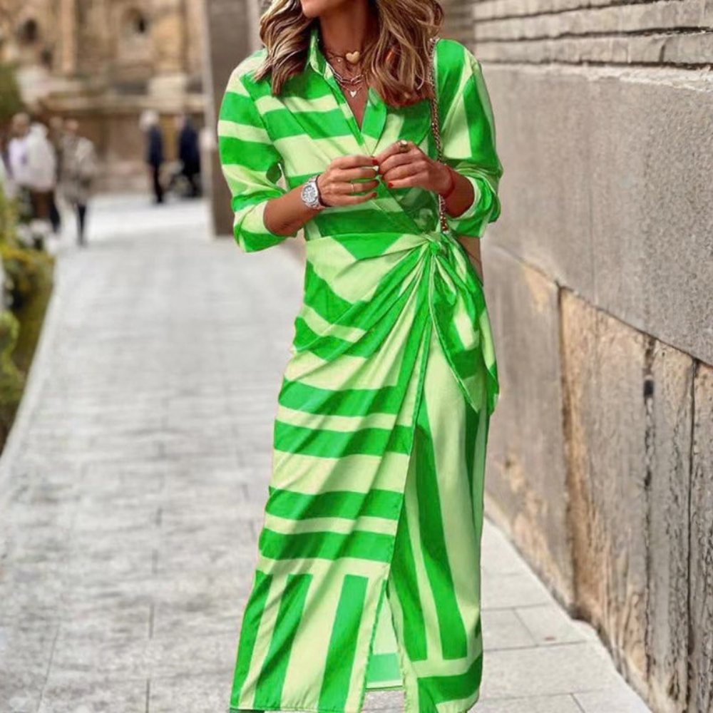 Women’s Collared Wrap Midi Dress