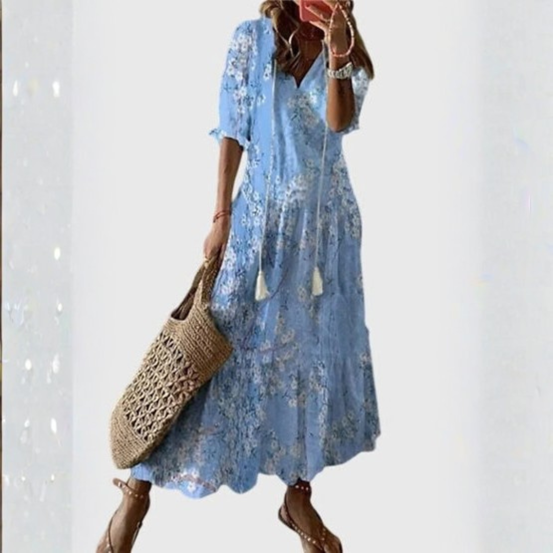 Boho Vintage V-Neck Summer Dress
