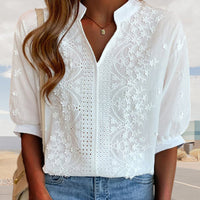 Women’s Lightweight V Neck Puff Sleeve Summer Blouse