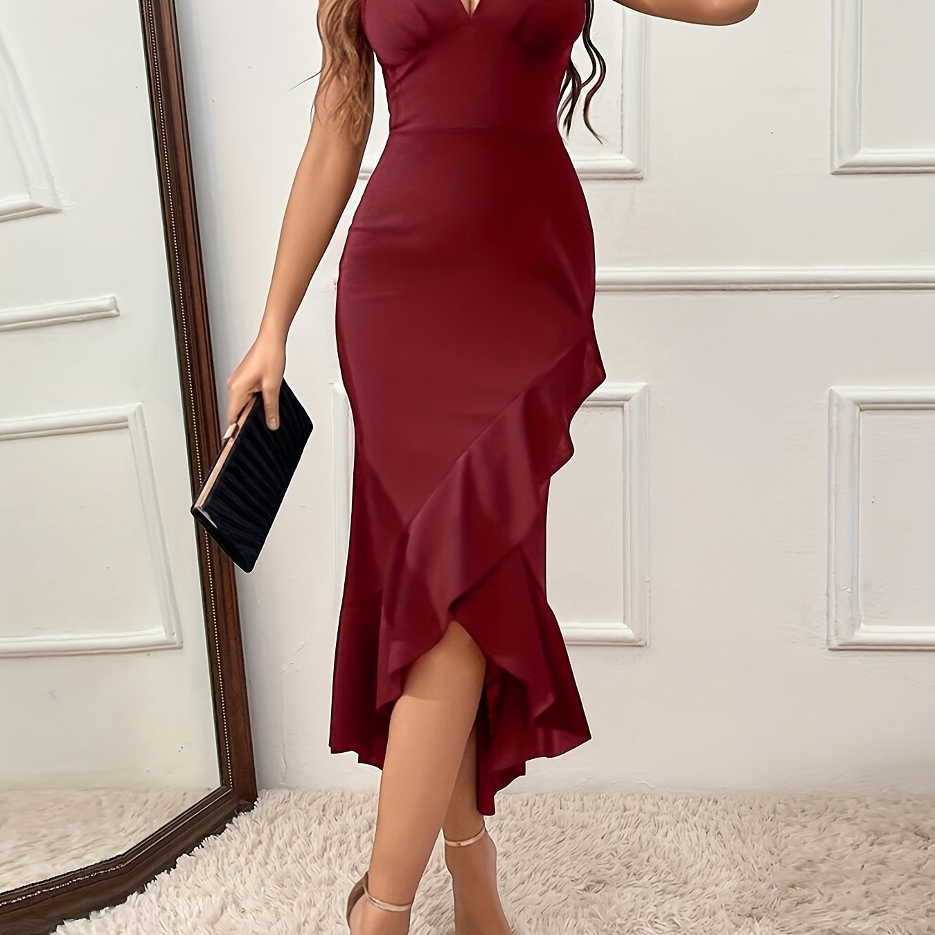 Refined High Slit Bodycon Dress