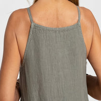 | Linen Spaghetti Strap Dress Relaxed Beach Everyday Wear