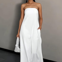 Elegant Backless Linen Dress, Women's High Waist Maxi, Summer Collection
