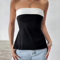 Colorblock Split Bandeau Tube Top
