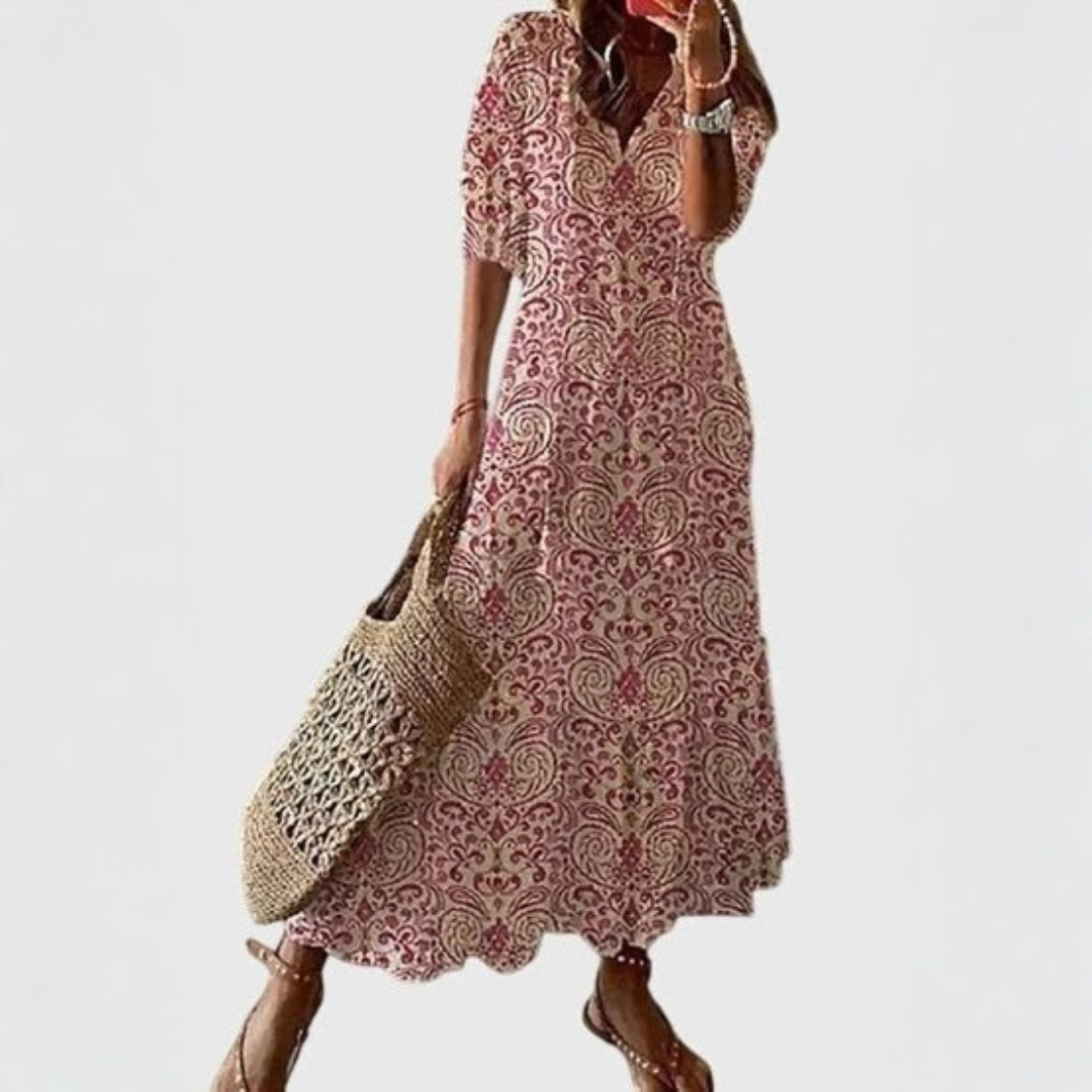 Boho Vintage V-Neck Summer Dress