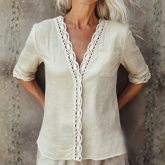 Lily | Women’s French Vintage V-Neck Casual Blouse