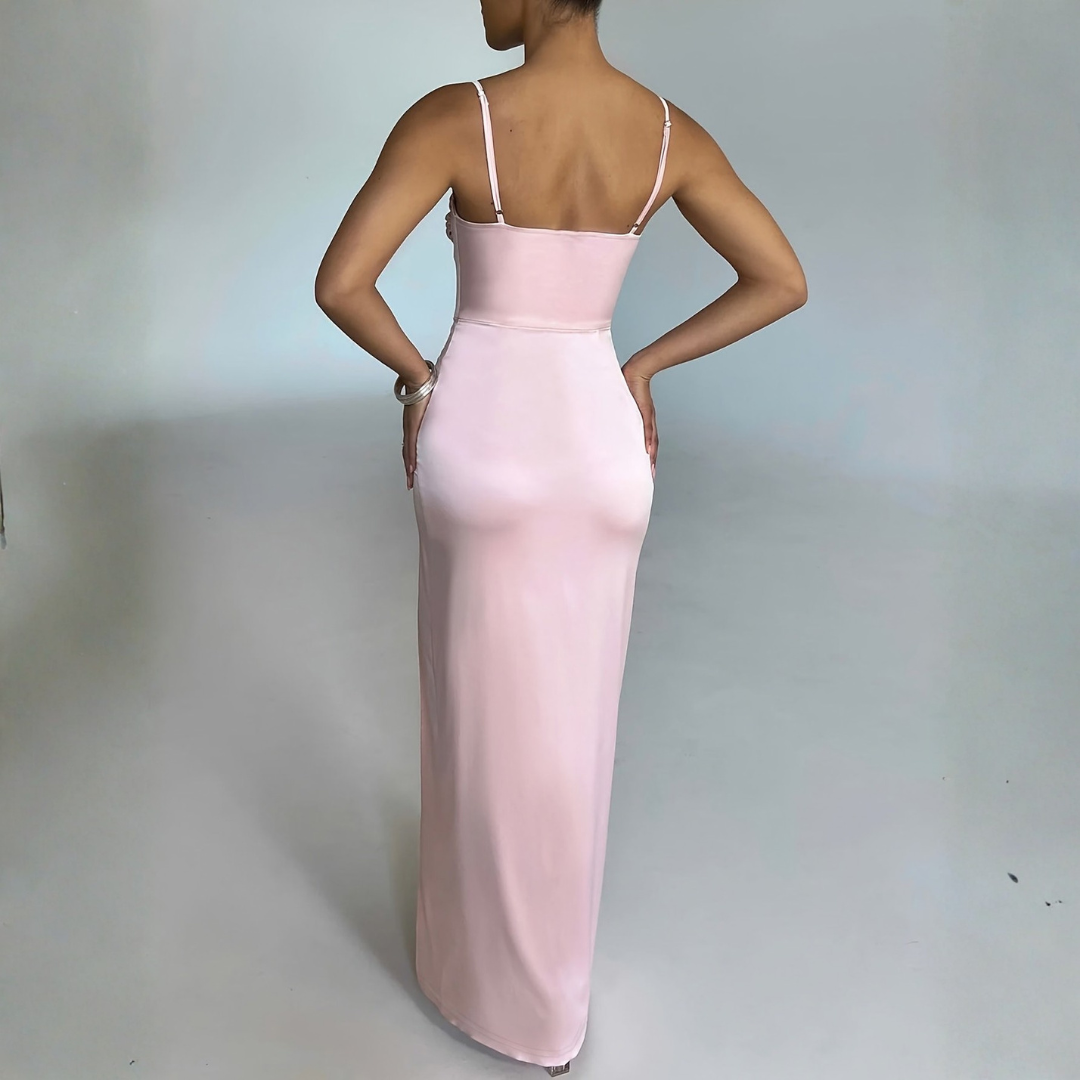 Satin Bodycon Evening Dress with High Split