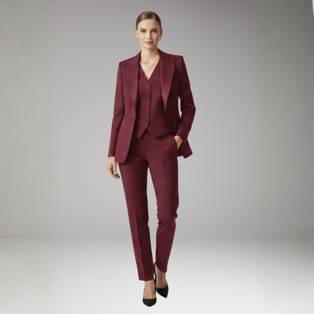 Women’s Three Piece Suit Set with Straight Trousers
