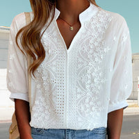 Women’s Lightweight V Neck Puff Sleeve Summer Blouse