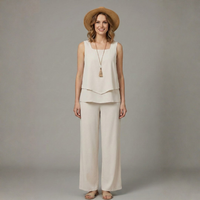 Women’s Two Piece Set with Sleeveless Top and Wide Legs