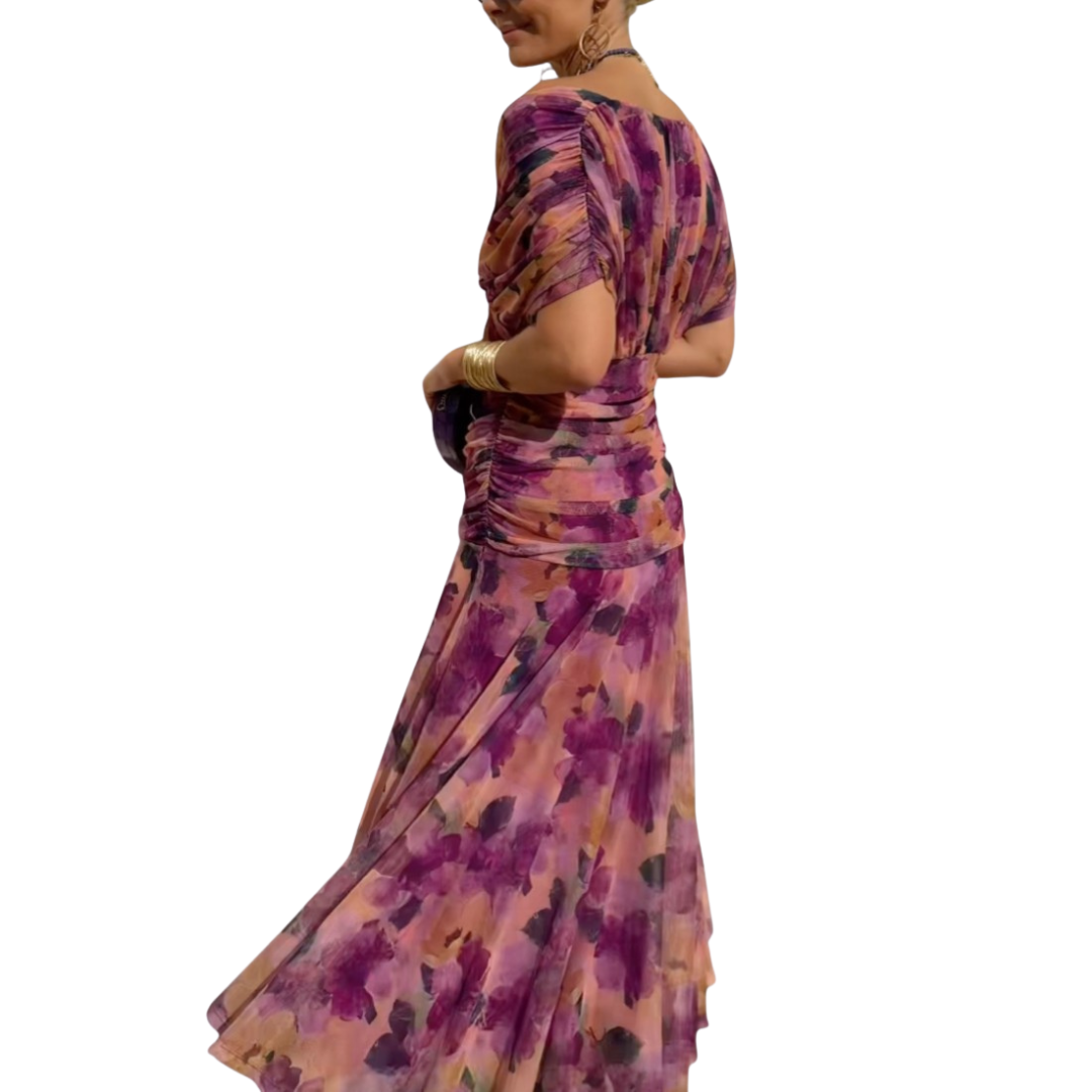 Elegant Floral V-Neck Dress