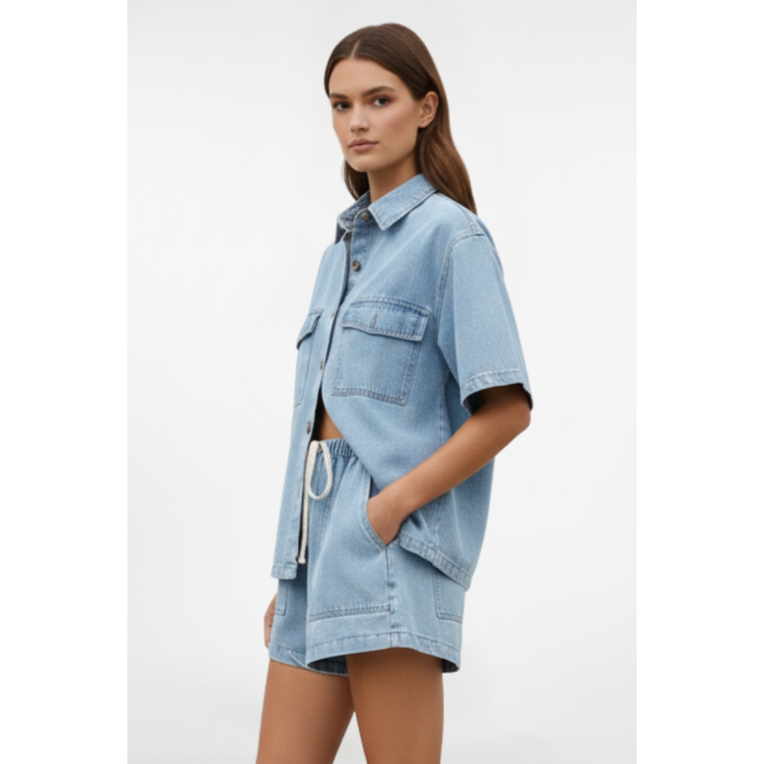 Women’s Denim Two Piece Set with Shorts