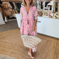 Printed V-Neck Midi Dress