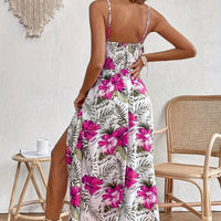 Elegant Floral Split Dress Lightweight Summer Sundress