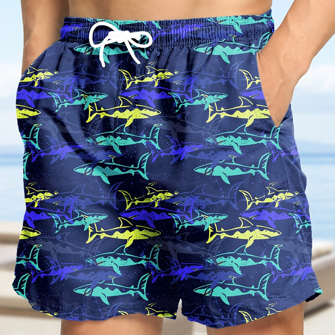 Tropical Board Shorts for Men Drawstring Lightweight Swimwear