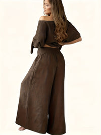 Women’s Casual Off-Shoulder Long Sleeve Top and Pants Set