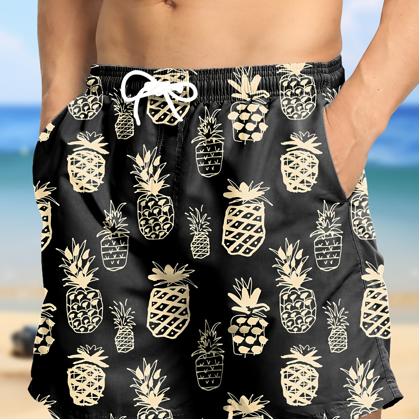Tropical Board Shorts for Men Drawstring Lightweight Swimwear