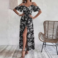 Sleeveless Floral Midi Dress with Side Slit