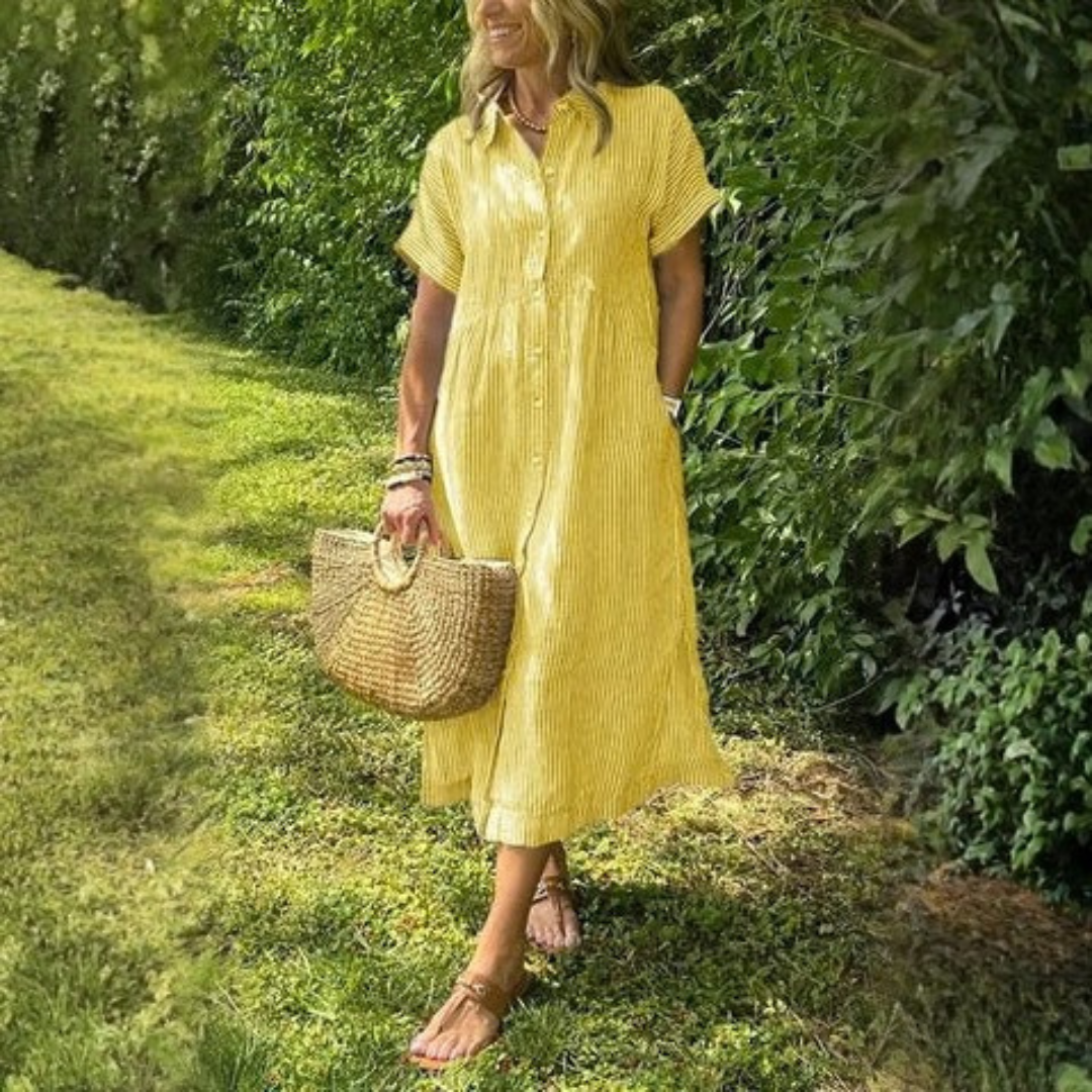 Women’s Striped Shirt Maxi Dress