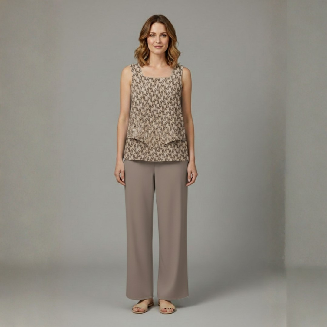 Women’s Two Piece Set with Sleeveless Top and Wide Legs